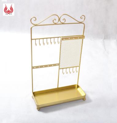 China Wholesale Organizer Jewelry Display Rack Necklace Bracelet Earring Stand Holder Mordern Gold Metal Jewelry Organizer YINFA for sale