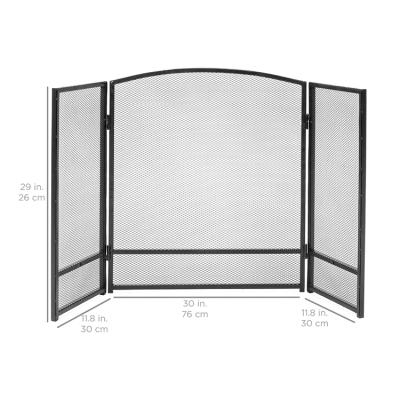 China Amazon Best Selling Modern 3-Panel Handcrafted Wrought Iron Single Mesh Fire Spark Guard Panels Fireplace Screen for sale