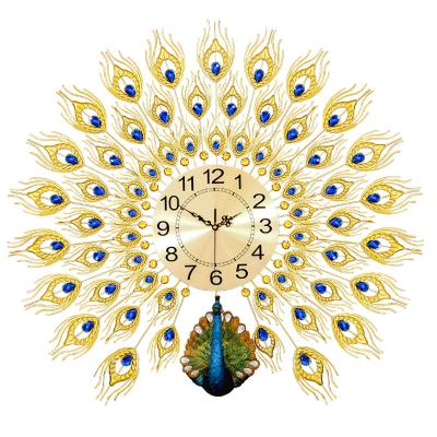 China Peacock Modern Luxury Decorative Wall Clock Decoration Home Living Room for sale