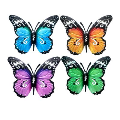 China Colorful 3D Butterfly Metal Wall Art 3D Butterflies Wall Art Hanging Sculpture Metallic Butterfly Metal Modern Wall Decor for sale