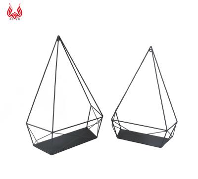 China YINFA Storage Set Of 2 Color Black Metal Sample Design Wall Shelf Storage Stereoscopic Floating Wall Shelves for sale