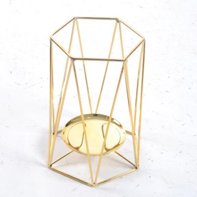 China Fashionable Multifunctional Geometric Metal Wedding Votive Gold Colored Decorate Candle Holder for sale