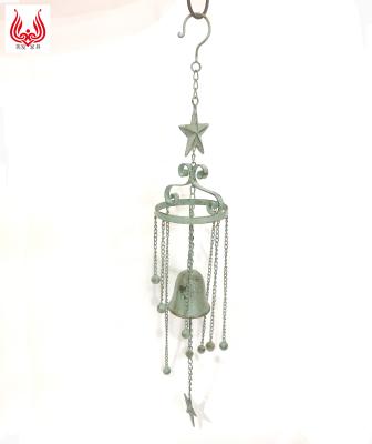 China Europe OEM Cast Iron Antique Five Star Metal Wind Rings Wrought Iron Hanging Bell For Garden Decor for sale