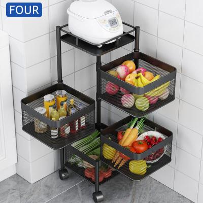 China New Design Black HOT Modern Metal Wire Mesh Stackable Rack Kitchen Basket Fruit Vegetable Kitchen Storage for sale