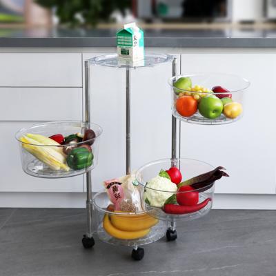 China Modern demountable cart on wheels new design can be rotated and mobile vegetable and fruit kitchen storage rack for sale