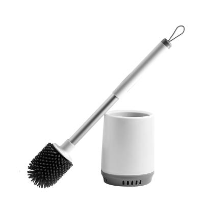 China Modern Silicone Toilet Cleaning Kit with Soft Bristle Brush Silicone Toilet Brush Holder and Holder Bathroom Brush for sale