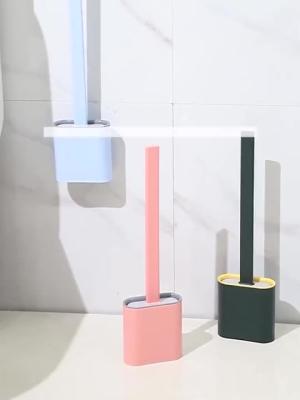 China Sustainable popular toilet brush that can be hung on the wall flat silicone toilet brush for sale