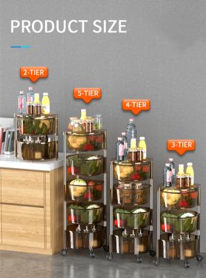 China Customized Modern Kitchen Rack For Vegetables Stainless Steel Metal Kitchen Storage Rotatable Mobile Shelf for sale