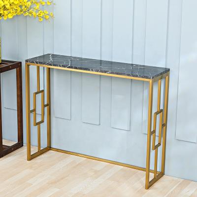 China Modern Luxury Marble Top Console Table Stainless Steel Wall Side Porch Stable Table for sale