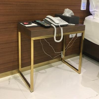 China Bedroom Stable Luxury Modern Metal Gold Side Table For Bed Rooms With Stainless Steel Base for sale