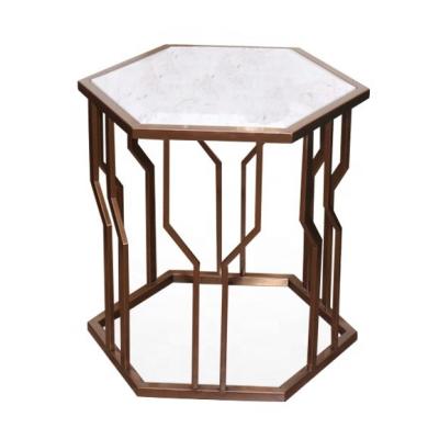 China Luxury Custom Hexagon Decorate Furniture Mounted Table Legs Frame Gold Side Base for sale