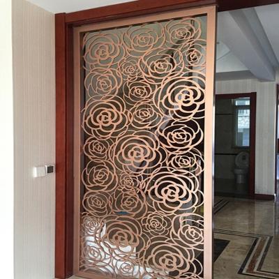 China Golden transitional luxury color hanging screen laser cut room divider metal partition wall for villa decoration for sale