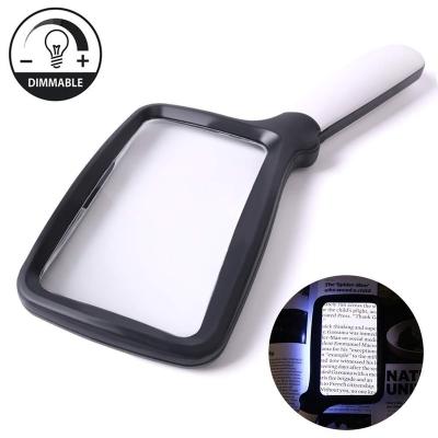 China Other Reading LED Handheld Magnifier Rectangular Magnifying Glass for sale