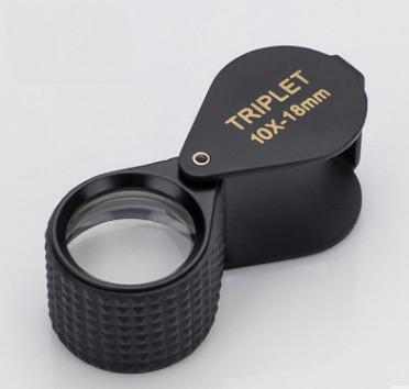 Китай Folding Cover 10x18mm Optical Glass Lens Magnifier With Rubber And Metal Body продается