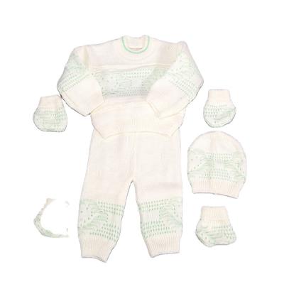 China Anti-Shrink Made In China Knitted Hot Selling V-Neck Green 5pcs Baby Suits Soft Warm New Popular Sweater for sale