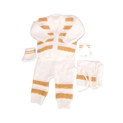 China China Manufacturer Anti Shrink Striped Designed Knitted Baby Sweater Suits for sale