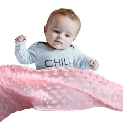 China Anti Dust Mite Soft Newborn Sherpa Fleece Hot Dot Minky Baby Blanket For Baby for sale