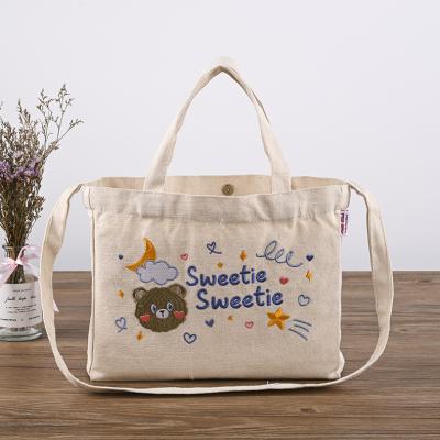 China Non-Toxic Large Size 100% Cotton Embroidery 12oz Canvas Bag With Pocket for sale