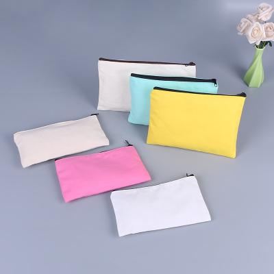 China Fashion Eco Friendly Simple Cotton Cosmetic Bags Blank Reusable Canvas Zipper Multicolor Makeup Pouch Bag With Inner Pocket for sale