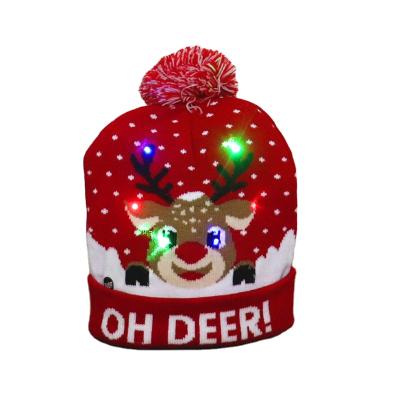 China Christmas Dceoration Christmas Hats Kid Knitted Hat Colorful Glowing Glowing Flashing Light Up Hat Flashing Adult Christmas Decoration Supplies for sale