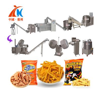 China Lower price of snack machine two barrel production line for frying chips and bugles puffing mixes frying machine snack for sale