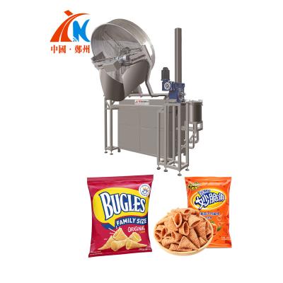 China food & Beverage Factory Top Sales Professional Automatic Continuous Round Shape Frying Machine Gas Potato Chips Frying Machine for sale