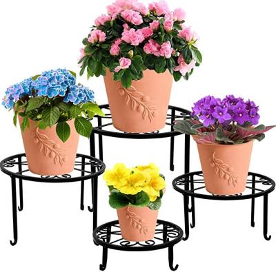 China Modern 4 Pack Metal Plant Stands For Flower Pot, Heavy Duty Potted Rack, Indoor Outdoor Metal Iron Garden Rustproof Container for sale