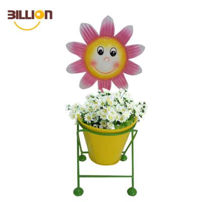 China Europe Garden Decoration Sun Flower Wrought Iron Flower Pot Holders for sale