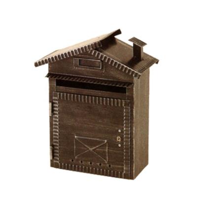 China Special Design Brown House Style Iron Wall Mounted Mailbox for sale