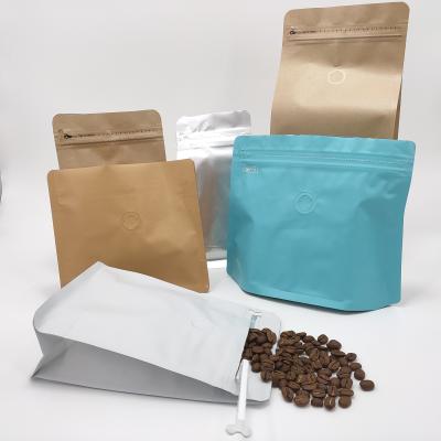 China High Barrier Aluminum Foil Flat Bottom Moisture Proof Stand Up Empty Coffee Beans Storage Bag Coffee Bags With Valve for sale