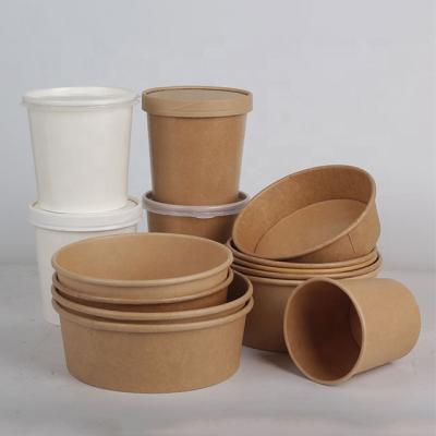 China Custom Disposable Paper Cup Paper Cup Soup Salad Bowl Container Wrapping Paper Disposable Paper Bowl For Sale for sale