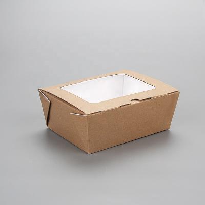 China Disposable 1400ml restaurant hot food container take out paper box food delivery paper box with custom window for sale