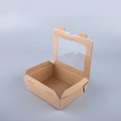 China Lunch Corrugated Easy Fold Wrapping Paper Window Box Disposable Food Packaging Narrow Box For Wholesale for sale