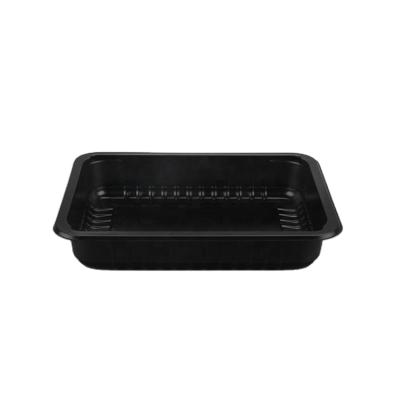 China Rectangular Plastic PP Food Safe Takeout Container Black Disposable Touch Tray For Sale for sale