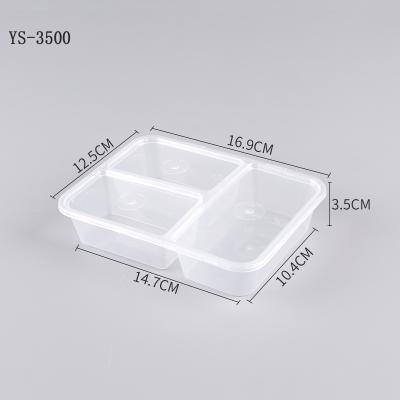 China Microwavable 3 Compartment Microwavable Plastic Disposable Food Delivery Containers With Lid for sale