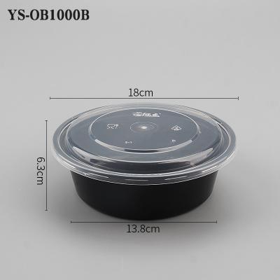 China Round 1000ml Disposable Salad Food Packing Black White Takeout Bowl Disposable Plastic Container For Sale for sale