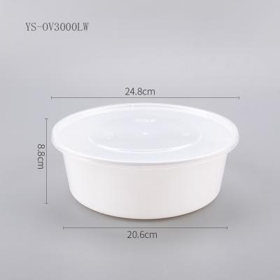 China Freshness Preservation 3000ml Disposable Dish Clear Takeaway Container Round Big Plastic Bowls With Lids for sale