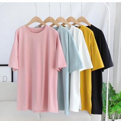 China QUICK DRY Customize New Simple Loose Oversized Cloth Women Short Sleeve Summer Plain Viable T-shirt for sale