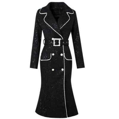 China Breathable OEM ODM Fashion Long Ditch Coat Tweed Coat For Women for sale