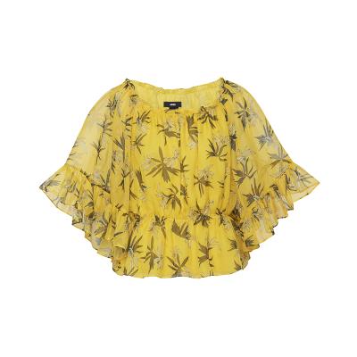 China New Style Summer Anti-pilling Ladies Casual Floral Chiffon Shorts Sleeve Blouse for sale