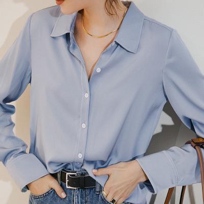 China SS21 Anti-wrinkle Fashion Shirt Casual Silk Shirt Womens Breathable Office Ladies for sale