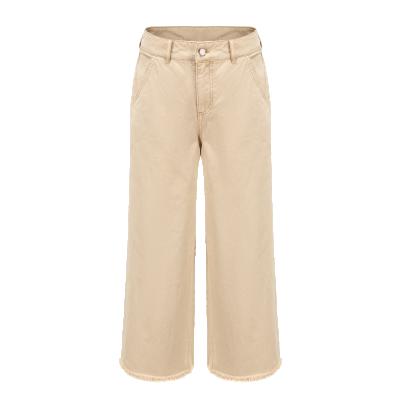 China OEM ODM Denim Khaki Cuff Women's Solid Breathable Jeans for sale