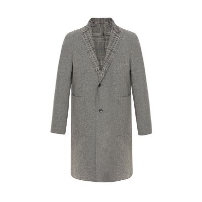 China OEM Check Anti-wrinkle Reversible Long Faced Wool Men's Doubles Coat High Quality for sale