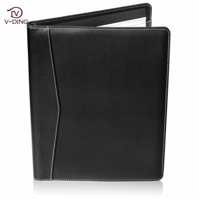 China Black Luxury A4 Conference Folder Faux Leather Business A4/A5 Folder /Conference Presentation Folder for sale