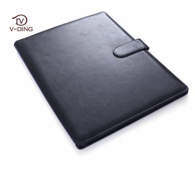 China A4 Leather Conference Folder Black PU Folder A4 Organizer Folder for sale