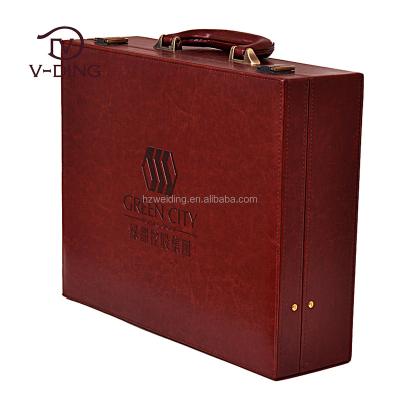 China Handmade Leather PU Manager Business Storage Box Business Suitcase for sale