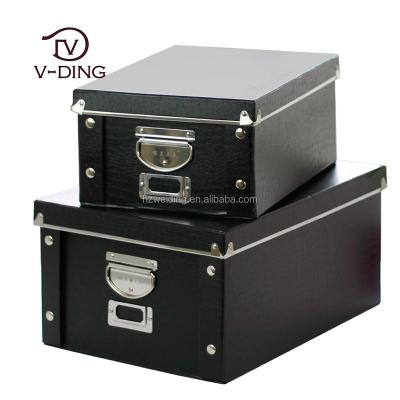 China Viable Leather Foldable Storage Box With Lid for sale