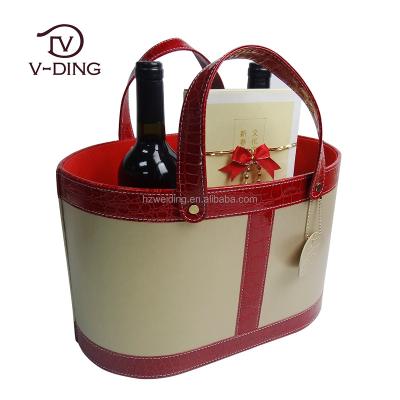 China Viable leather baskets for wines for sale