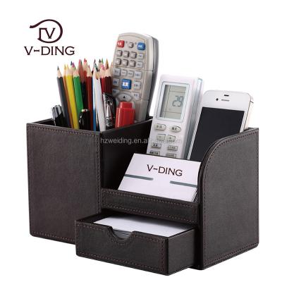 China Office Storage PU Leather Multifunctional Desktop Storage Box for sale