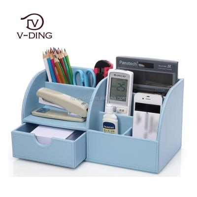 China Custom Leather Desk Storage Box Pen Holder For Office for sale